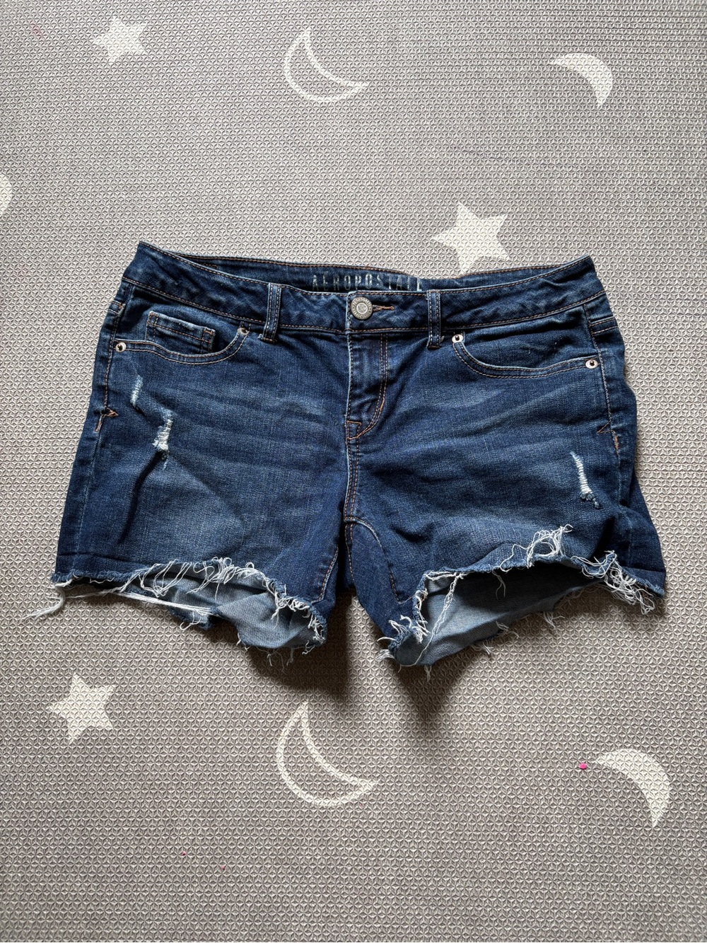 Aeropostale Dark Blue Distressed Denim Cutoff Shorts